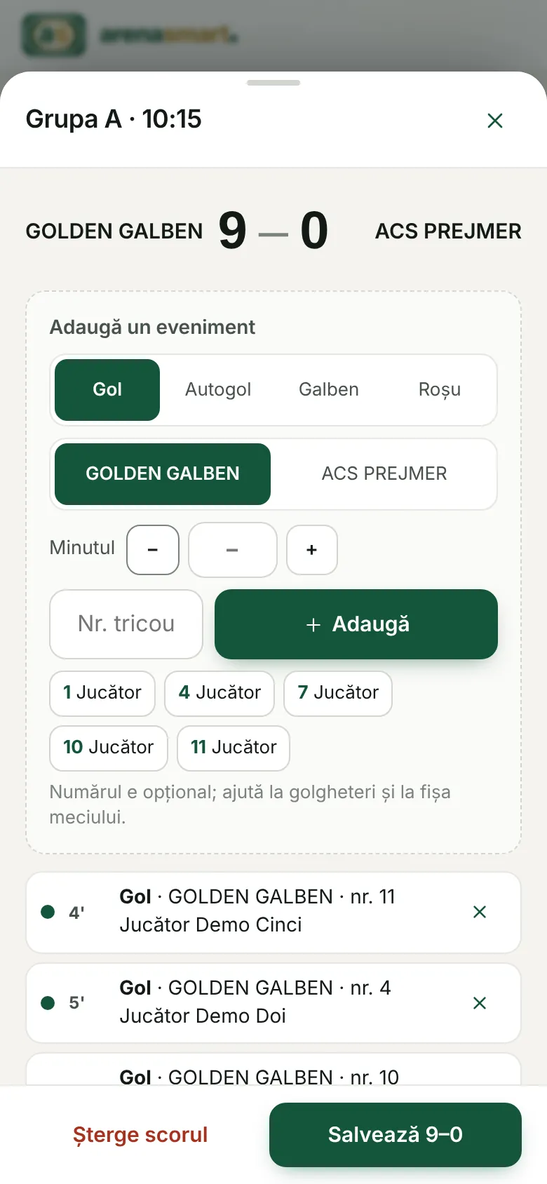 Trecerea scorului de către arbitru