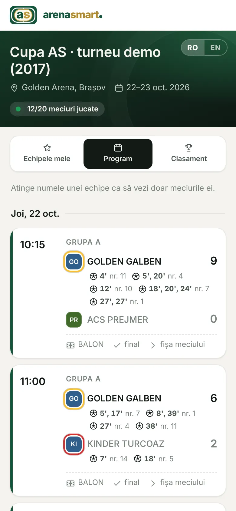 Programul pe pagina părinților
